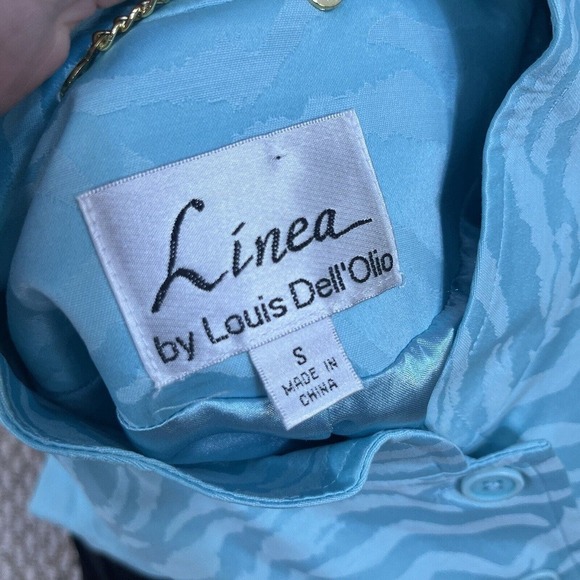 Linea by Louis Dell'Olio Blazer Jacket size Small Blue Jacquard Wedding Church - Picture 15 of 15